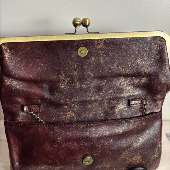 Patricia Nash Brown Convertible Clutch/Shoulder Bag w Kisslock Closure NWOT - Picture 4 of 12